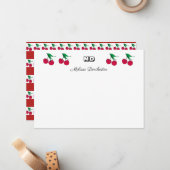 Carte De Correspondance Délicieux cerise rouge Monogramme (Devant/Arrière en situation)