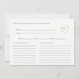 Carte De Correspondance Demande de recette de la Fête des mariées cardiaqu
