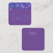 Carte De Correspondance dentelle Merci bleu et violet élégant éclat (Devant / Derrière)