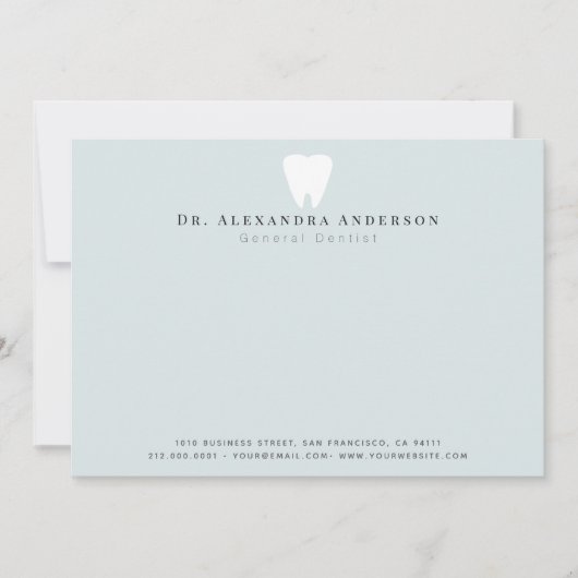 Carte De Correspondance Dentiste Dents Blanches Bleu Clair (Devant)