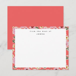 Carte De Correspondance Depuis le bureau de vibrant motif floral