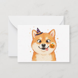 Carte De Correspondance Derpy Shiba Inu Halloween Citrouille