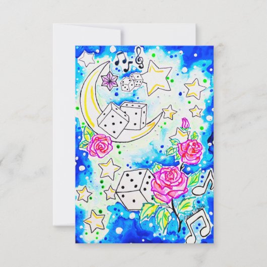 Carte De Correspondance Dés & Roses (Devant)