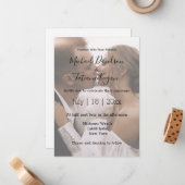 Carte De Correspondance design écriture moderne mariage photo défraîchi (Devant/Arrière en situation)