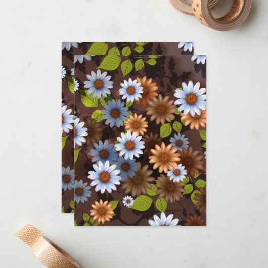 Carte De Correspondance Design floral 2 (Devant/Arrière en situation)