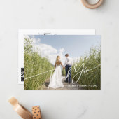 Carte De Correspondance design moderne code qr mariage photo merci (Devant/Arrière en situation)