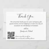 Carte De Correspondance design moderne code qr mariage photo merci (Dos)