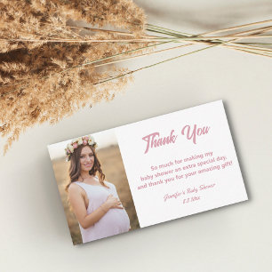 Carte De Correspondance design moderne rose merci photo baby shower