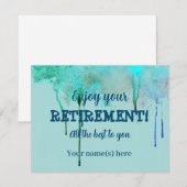 Carte De Correspondance Design simple Aquarelle Turquoise de retraite (Devant / Derrière)