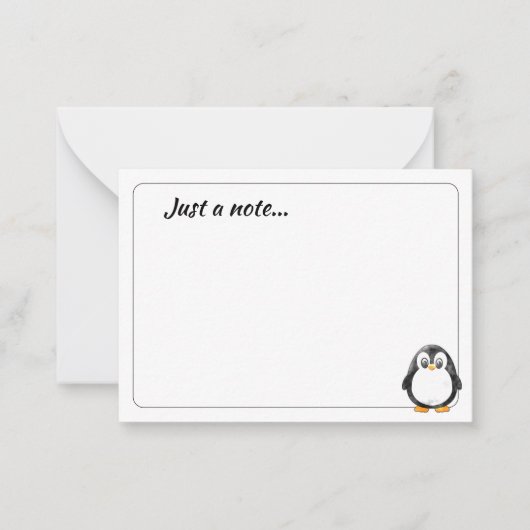 Carte De Correspondance Dessin animé de pingouin mignon juste une note (Devant)
