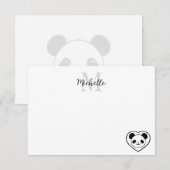 Carte De Correspondance Dessin animé d'ours panda mignon Monogramme person (Devant / Derrière)