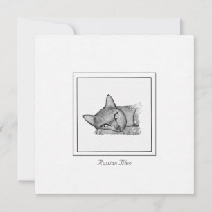 Carte De Correspondance Dessin contemporain de chat bleu russe