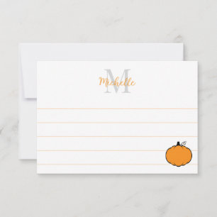 Carte De Correspondance Dessin de citrouille mignon avec monogramme person