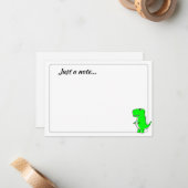 Carte De Correspondance Dessin de dinosaure vert personnalisé juste une no (Devant/Arrière en situation)