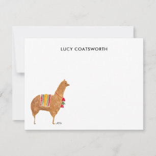 Carte De Correspondance Dessin de lama mignon avec monogramme, Art animali