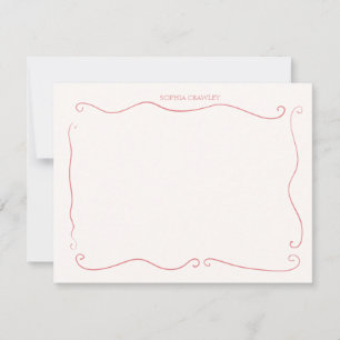 Carte De Correspondance Dessiné à la main Rose rouge Fantaisiste Personnal