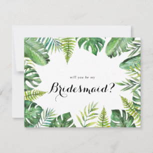 Carte De Correspondance Destination Tropical Green Bridesmaid Proposition
