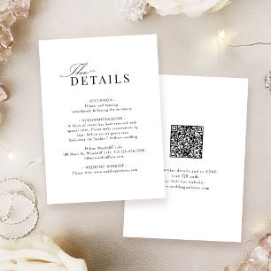 Carte De Correspondance Détails de code QR de typographie de script simple