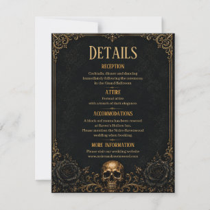 Carte De Correspondance Détails de mariage Halloween gothique avec corbeau