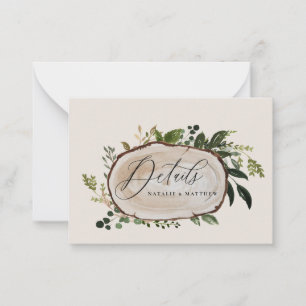 Carte De Correspondance détails du mariage de tranche de bois budget enreg