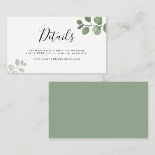 Carte De Correspondance Détails du Mariage Eucalyptus vert de la série BUD