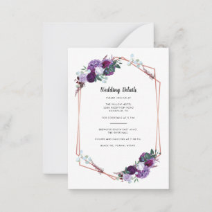 Carte De Correspondance Détails du Mariage Floral Violet Boîtier