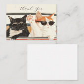 Carte De Correspondance Deux chats mignons Merci (Devant / Derrière)