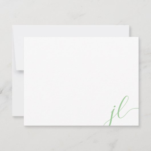 Carte De Correspondance Deux Initiales de Calligraphie Script Vert Sauge (Devant)
