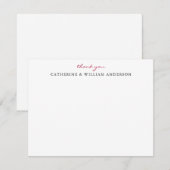 Carte De Correspondance Deux jeunes mariés Red Script Merci (Devant / Derrière)