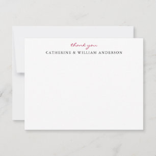 Carte De Correspondance Deux jeunes mariés Red Script Merci