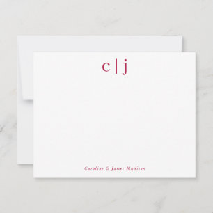 Carte De Correspondance Deux Monogrammes initiaux Burgundy Couple papeteri