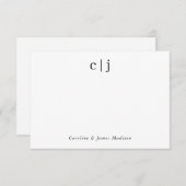 Carte De Correspondance Deux Monogrammes initiaux Couple papeterie neuve (Devant / Derrière)