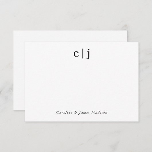 Carte De Correspondance Deux Monogrammes initiaux Couple papeterie neuve (Devant / Derrière)