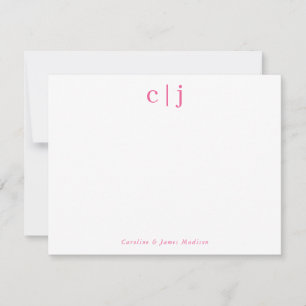 Carte De Correspondance Deux Monogrammes initiaux Stationton Couple Rose C