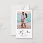 Carte De Correspondance Deux photos Moderne Script Mariage Budget Merci (Devant)