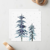 Carte De Correspondance Deux pins d'hiver aquarelle 2 (Devant/Arrière en situation)