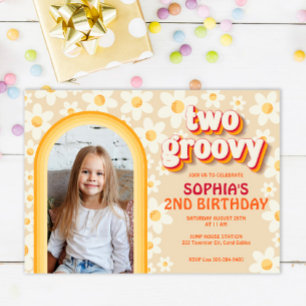 Carte De Correspondance Deux Retro Super Daisy Photo Anniversaire Invitati