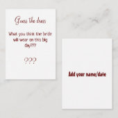 Carte De Correspondance devinez le jeu de la mariée robe nuptiale (Devant / Derrière)