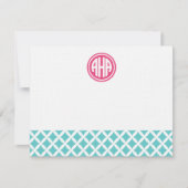 Carte De Correspondance Diamants Turquoise Circle Monogramme Papier (Devant)