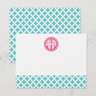 Carte De Correspondance Diamants Turquoise Circle Monogramme Papier