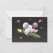 Carte De Correspondance Dinde de Noël Fusée dans l'espace (Devant)