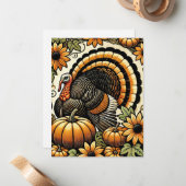 Carte De Correspondance Dinde de Thanksgiving (Devant/Arrière en situation)