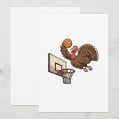 Carte De Correspondance Dinde de Thanksgiving Basket Dunking Drôle (Devant / Derrière)