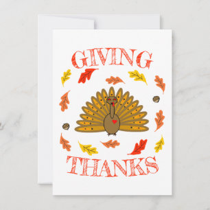 Carte De Correspondance Dinde de Thanksgiving mignonne Feuilles d'automne