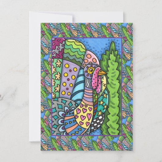 CARTE DE CORRESPONDANCE DINDON DE THANKSGIVING, PLUMAGE PATCHWORK, ART POP (Devant)