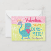 Carte De Correspondance Dinosaur Classroom Valentine Note Card (Devant)