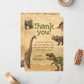 Carte De Correspondance Dinosaur Merci Cartes, Merci notes (Devant/Arrière en situation)