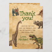 Carte De Correspondance Dinosaur Merci Cartes, Merci notes (Devant / Derrière)