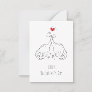Carte De Correspondance Dinosaures d'amour du coeur Heureuse Sainte-Valent