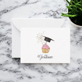 Carte De Correspondance Diplômé de la Cupcake rose